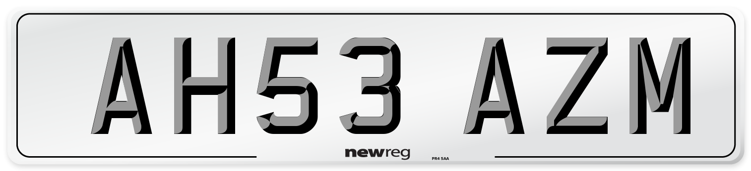 AH53 AZM Number Plate from New Reg